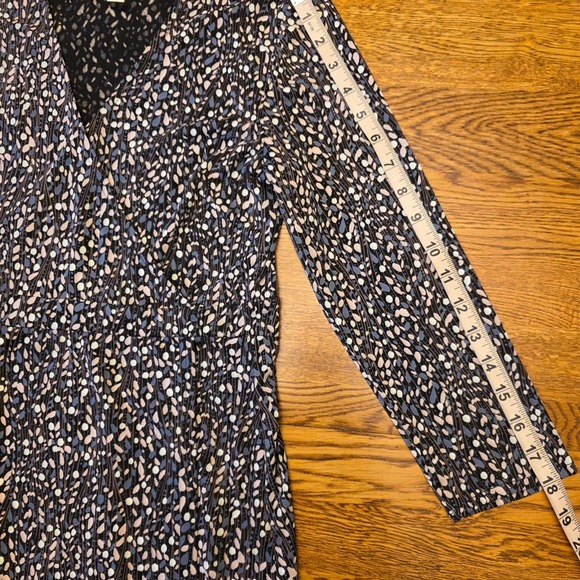 Sigrid Olsen Women's V-Neck Midi Dress Abstract Print Long Sleeve Faux Wrap Work - Picture 9 of 16